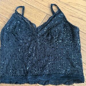 Sequin Black Cami Top
